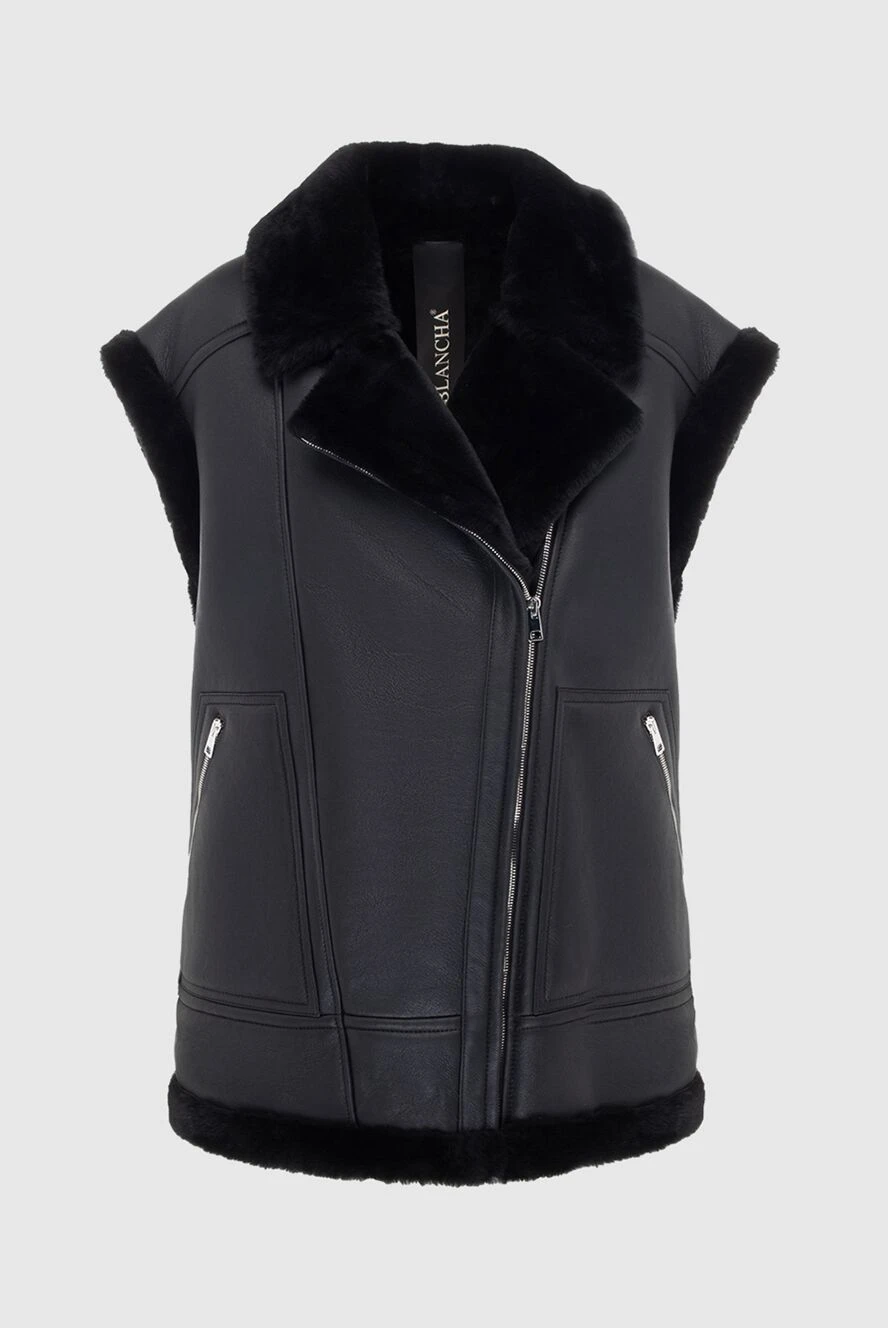 Blancha black leather and fur vest for women 170972 - photo 1