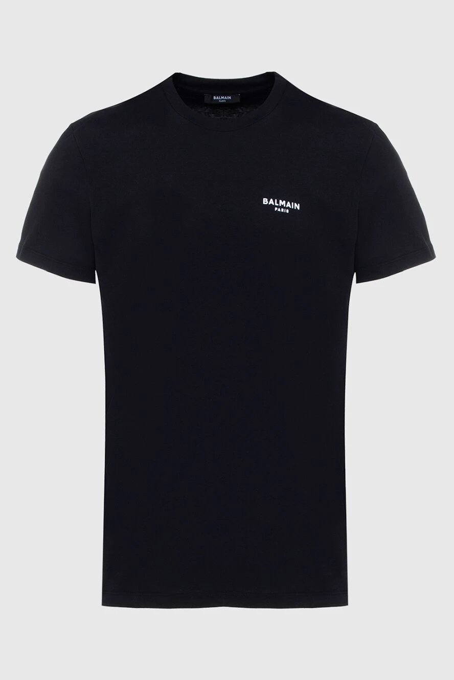 Balmain black cotton t-shirt with contrast brand logo men's 171520 - photo 1