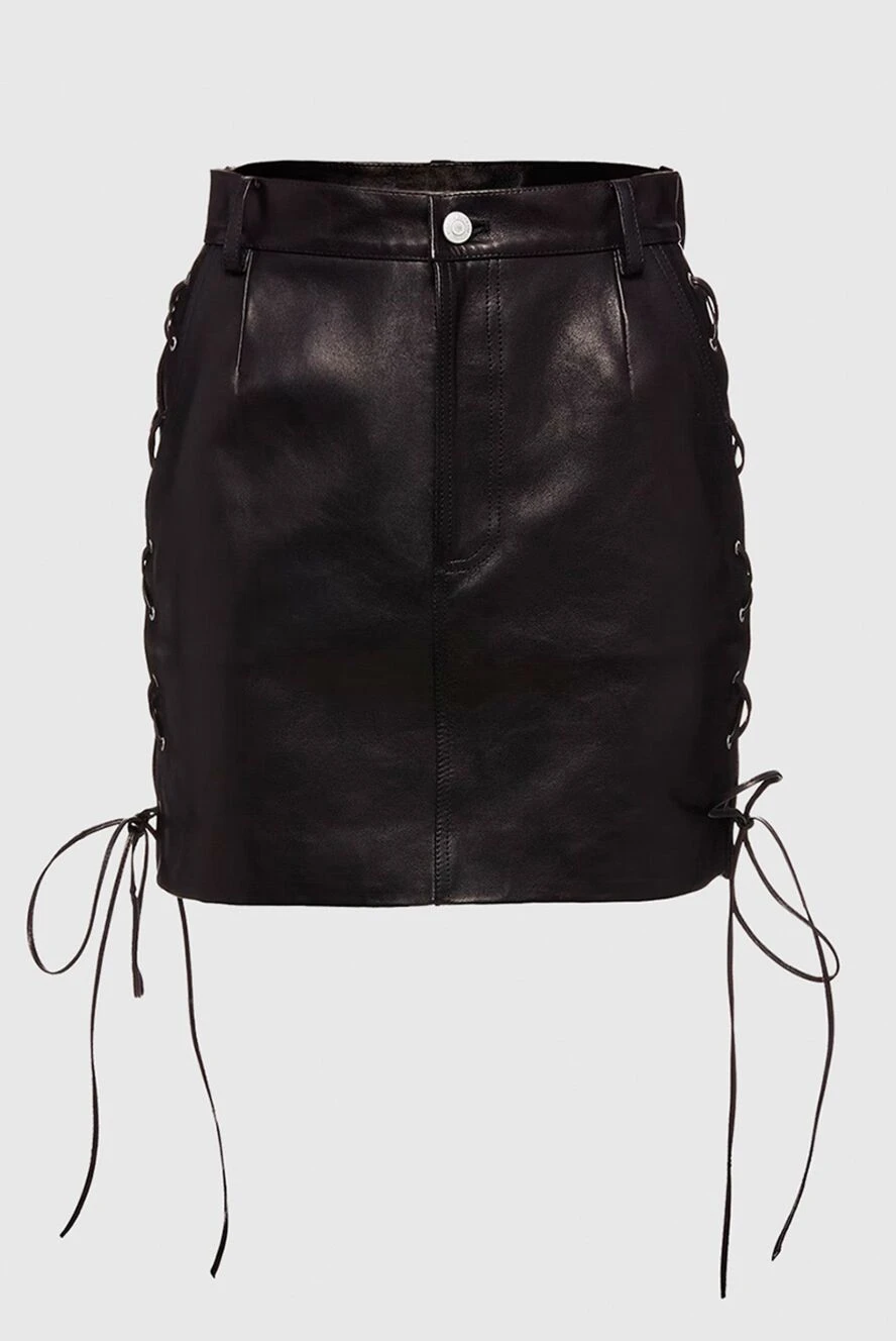 Magda Butrym women black leather mini skirt with lacing 171567 - photo 1