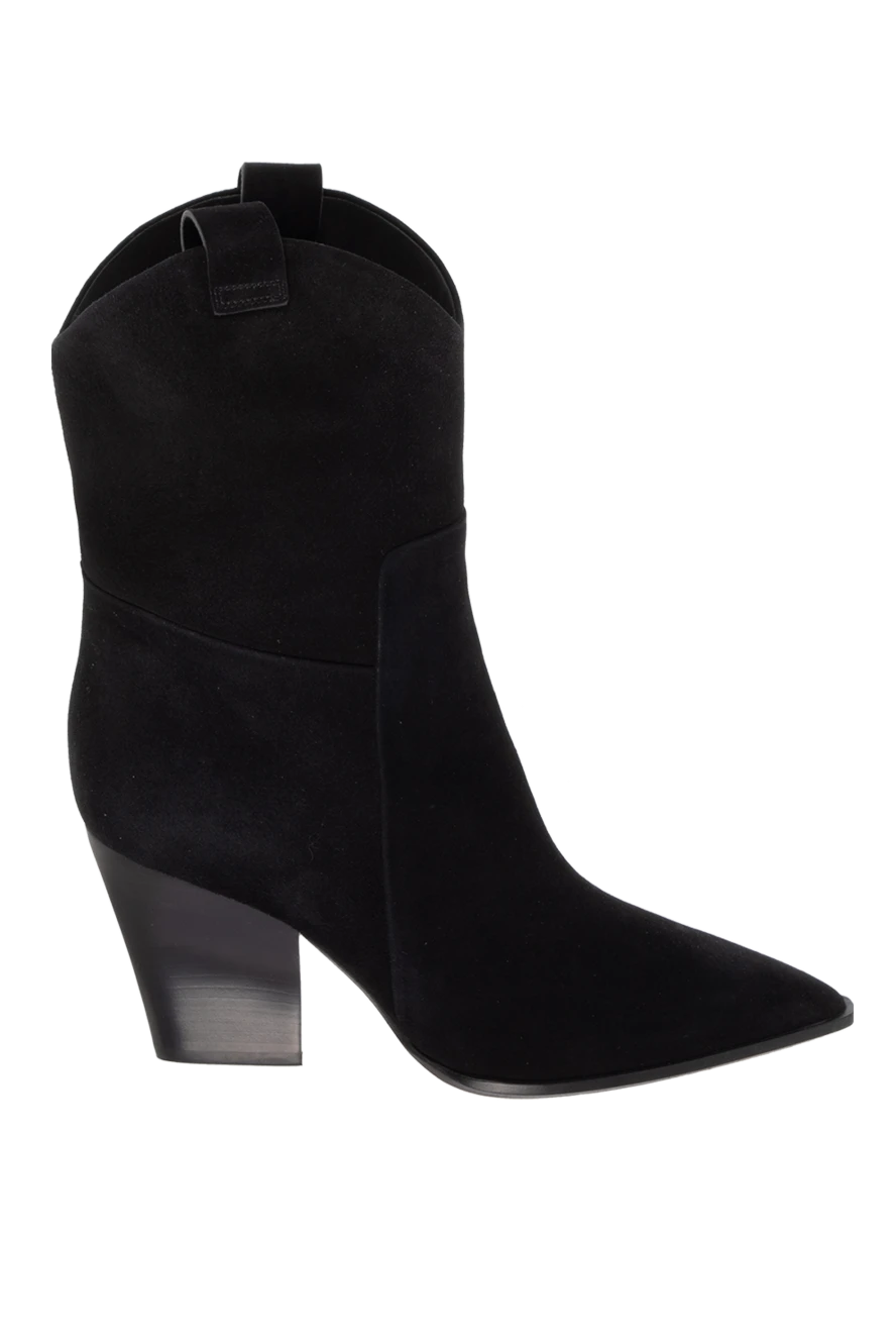 Santoni ботинки женские замшевые с острым носком и скошенным каблуком черные 171661 - фото 1