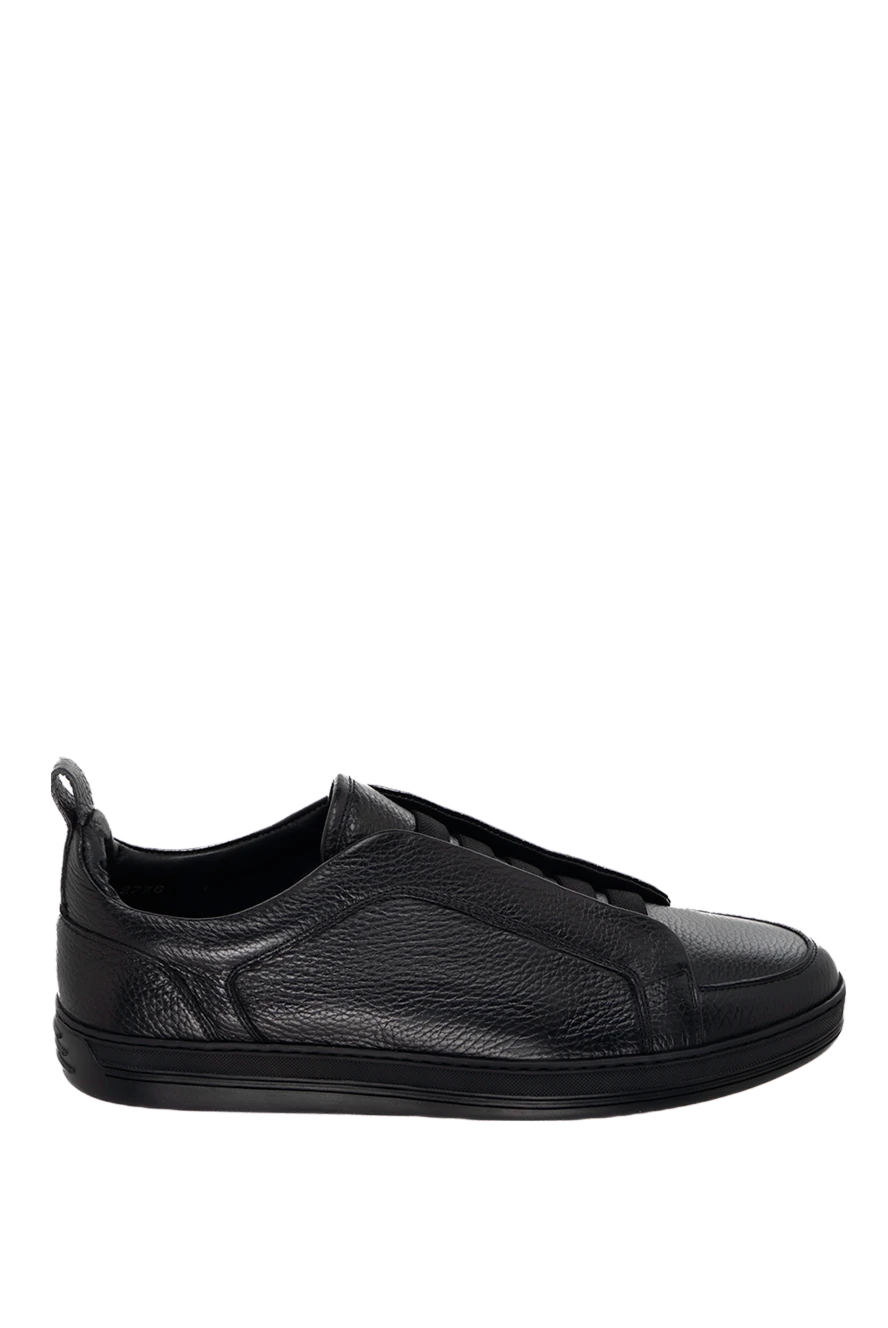 Doucal`s black genuine leather snickers for men 171767 - photo 1