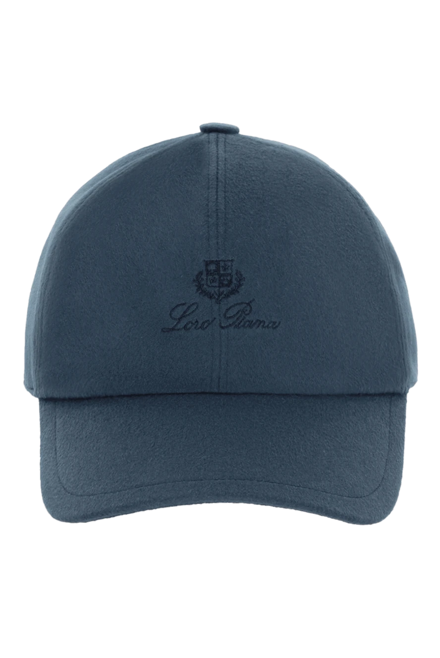 Loro Piana кепка кашемировая синяя с контрастным вышитым логотипом мужская 172220 - фото 1