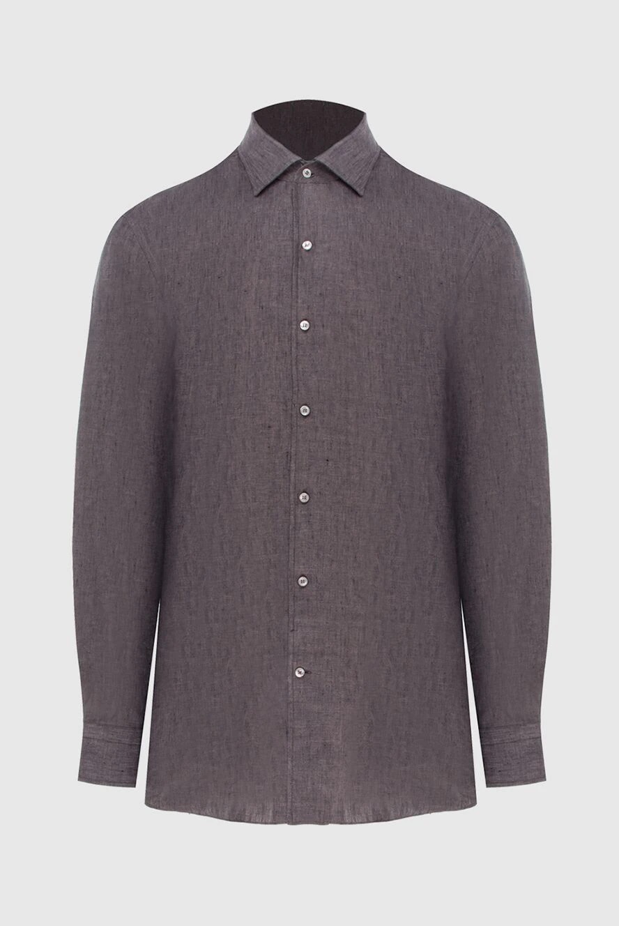 Loro Piana рубашка из льна коричневая мужская коричневая 172656 - фото 1