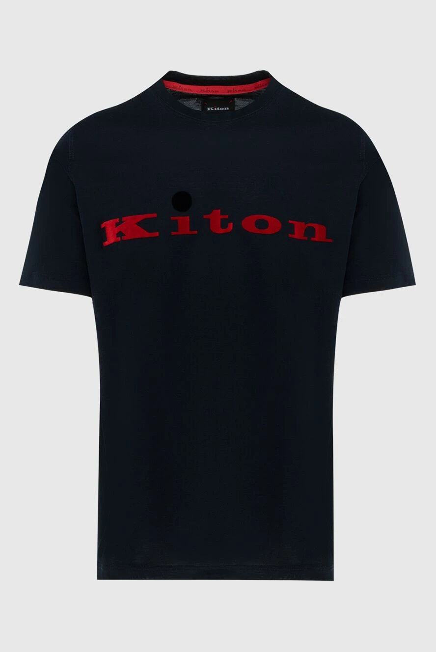 Kiton футболка з бавовни синя чоловіча 172693 - фото 1