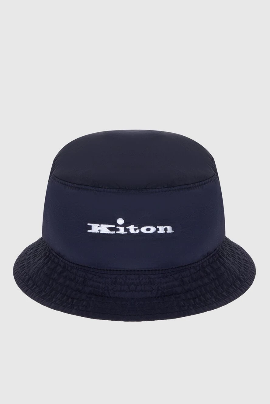 Kiton панама синя  з вишитим контрастним логотипом чоловіча 172845 - фото 1