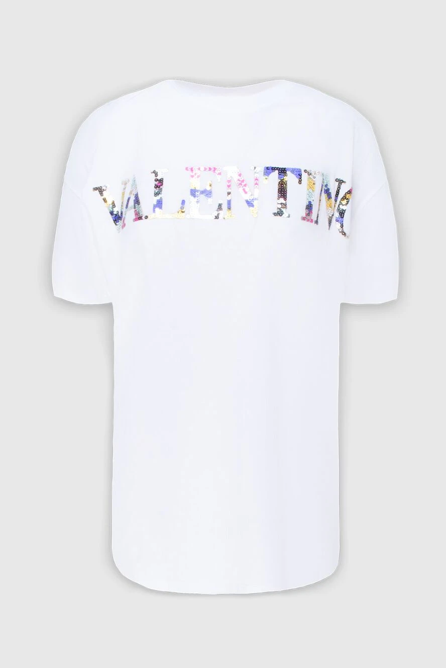 Valentino футболка бавовняна біла жіноча з логотипом паєтками 172894 - фото 1