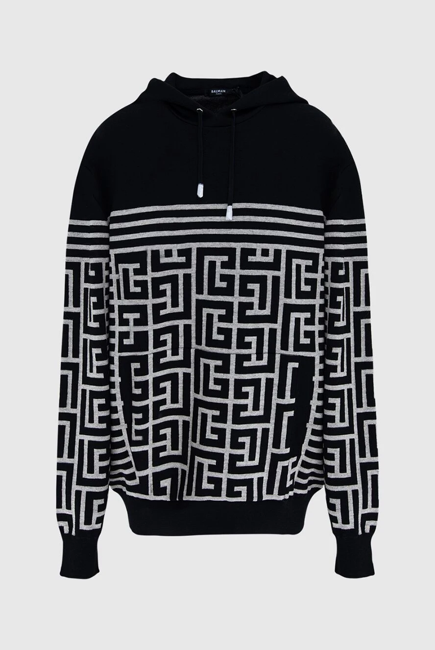 Balmain худі чоловіче із вовни, льону та поліаміду чорне 173040 - фото 1