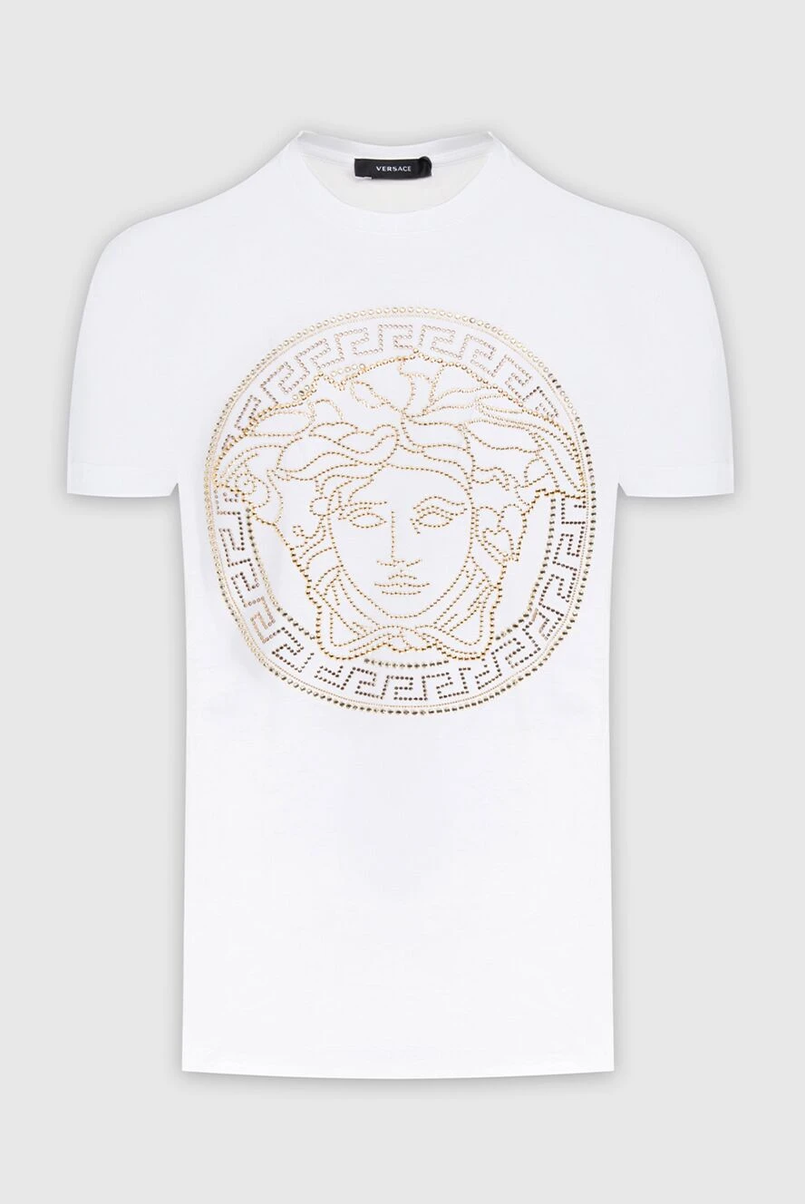 Versace футболка из хлопка белая мужская 173172 - фото 1