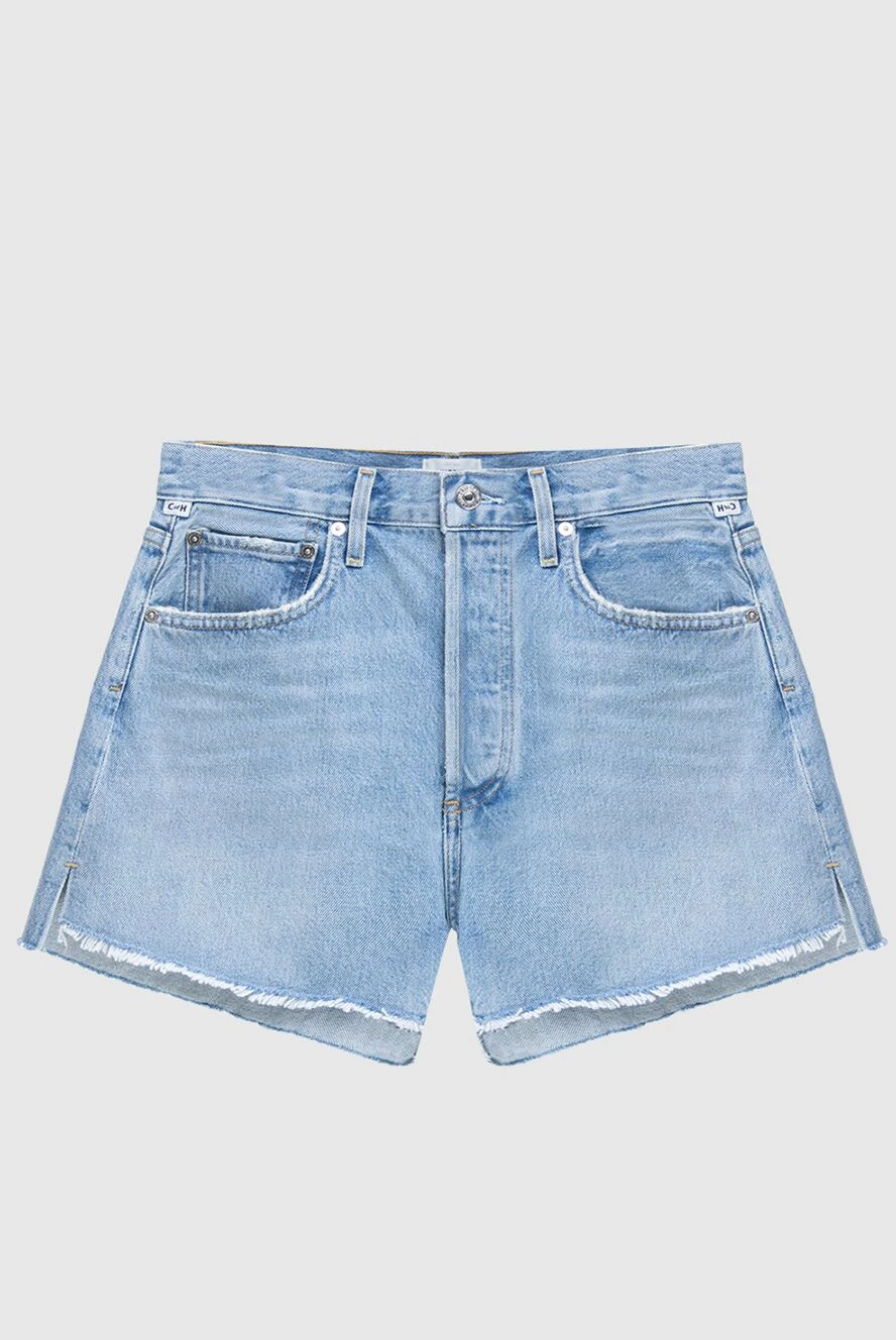 Citizens of Humanity blue denim shorts for women with raw bottom edge 173395 - photo 1