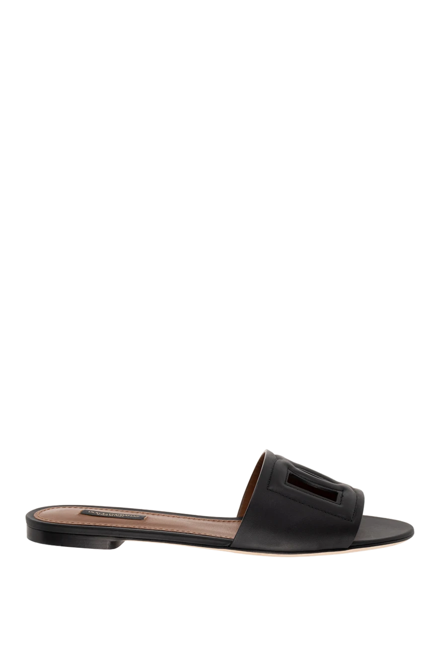 Dolce & Gabbana сандалі шкіряні чорні жіночі з емблемою dg 173424 - фото 1