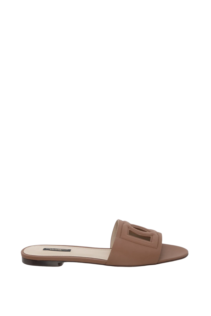 Dolce & Gabbana сандалі шкіряні коричневі з емблемою dg 173425 - фото 1