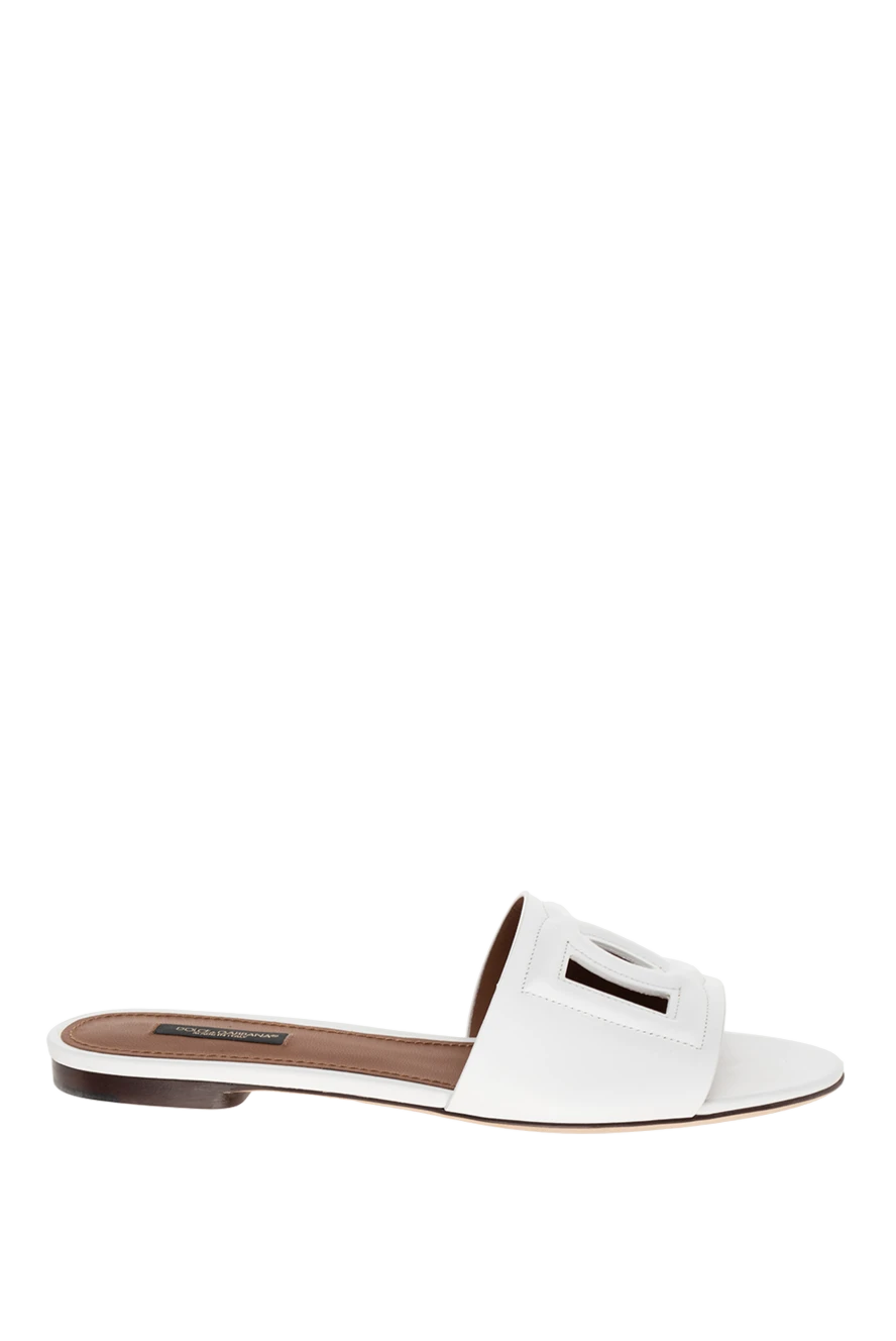 Dolce & Gabbana сандалі шкіряні білі з емблемою dg 173426 - фото 1