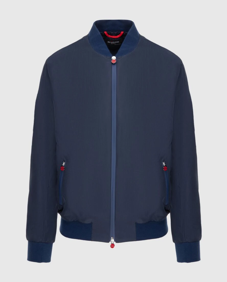 Kiton куртка-бомбер синяя с двойным бегунком на молнии мужская 173598 - фото 1