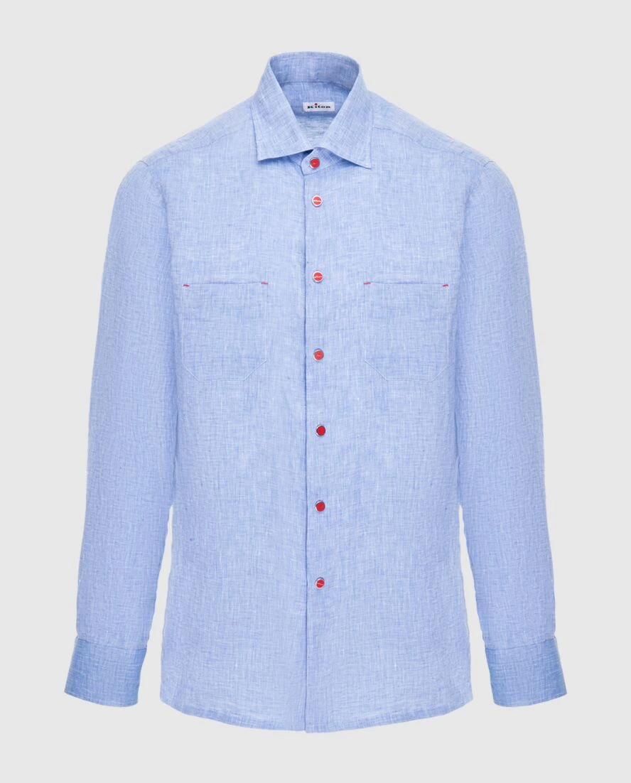 Kiton мужская голубая хлопковая рубашка 173600 - фото 1