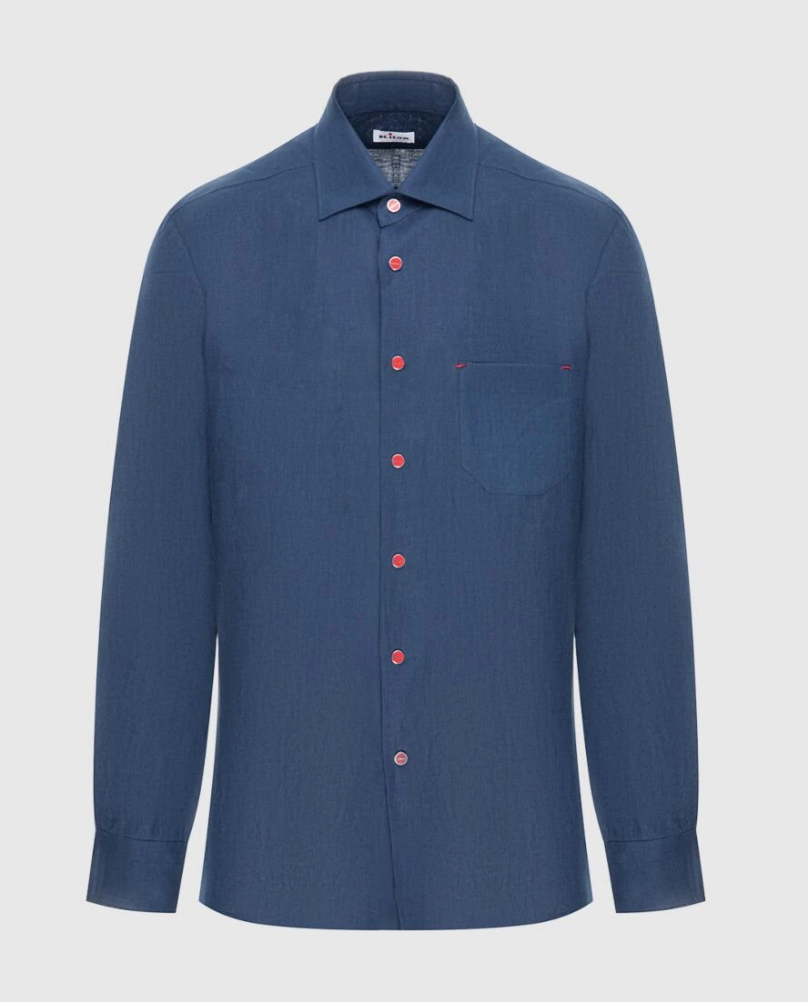 Kiton мужская синяя льняная рубашка 173603 - фото 1