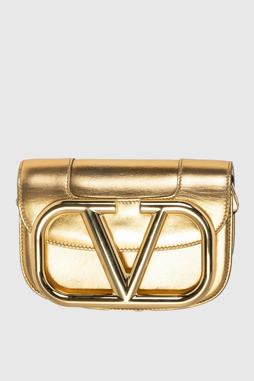 Valentino сумка жіноча золотиста шкіряна з логотипом 173635 - фото 1