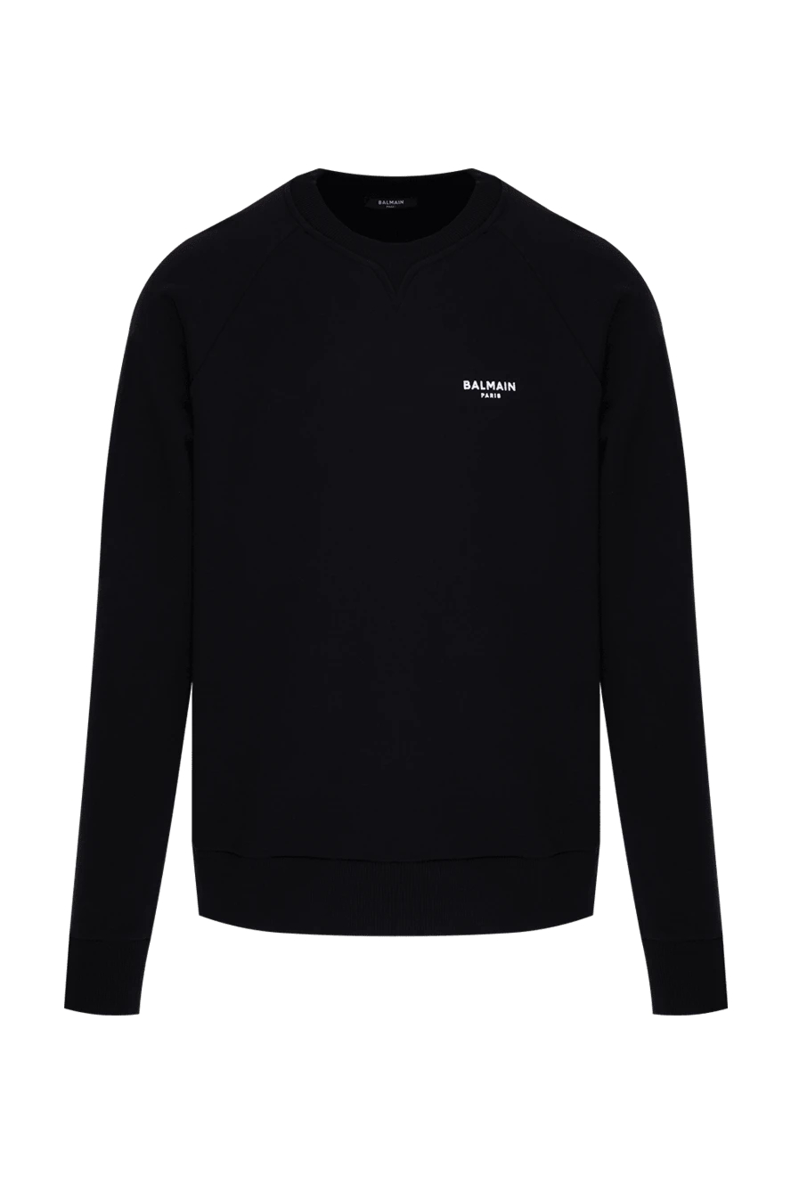 Balmain sweatshirt for men black cotton with white logo 173855 - photo 1