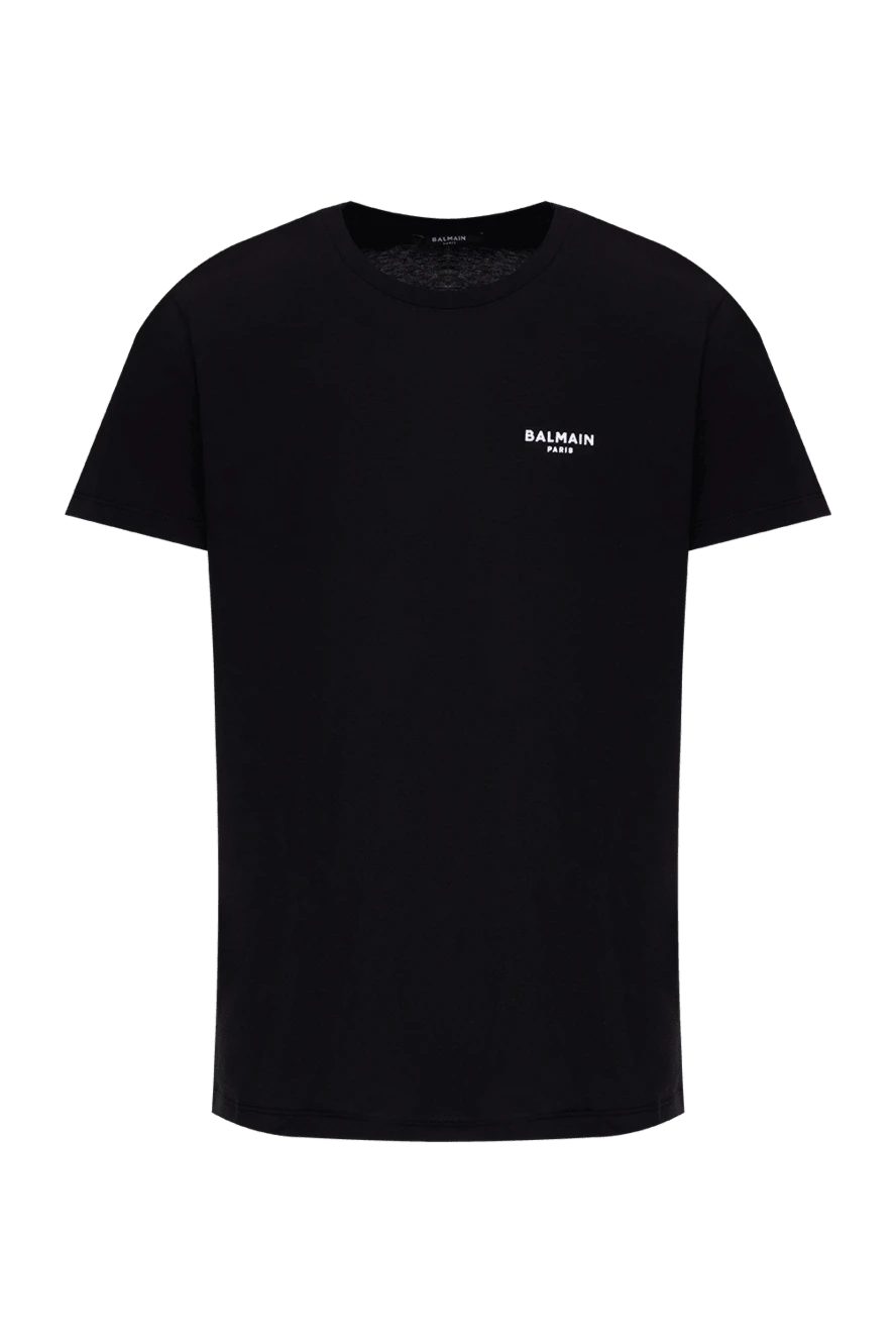 Balmain men's black cotton t-shirt with white logo 173857 - photo 1