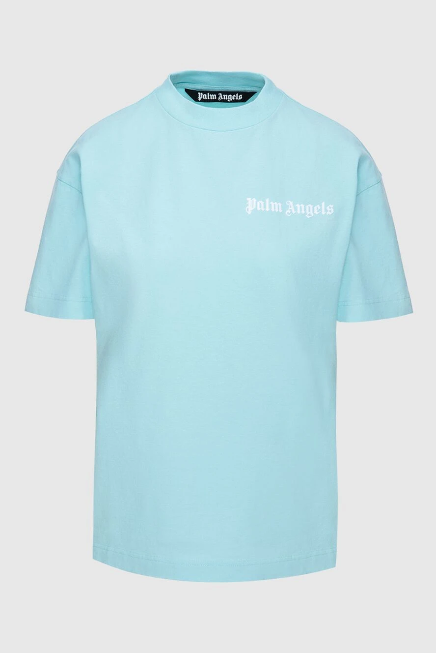 Palm Angels футболка жіноча блакитна вільного крою з лого 173936 - фото 1