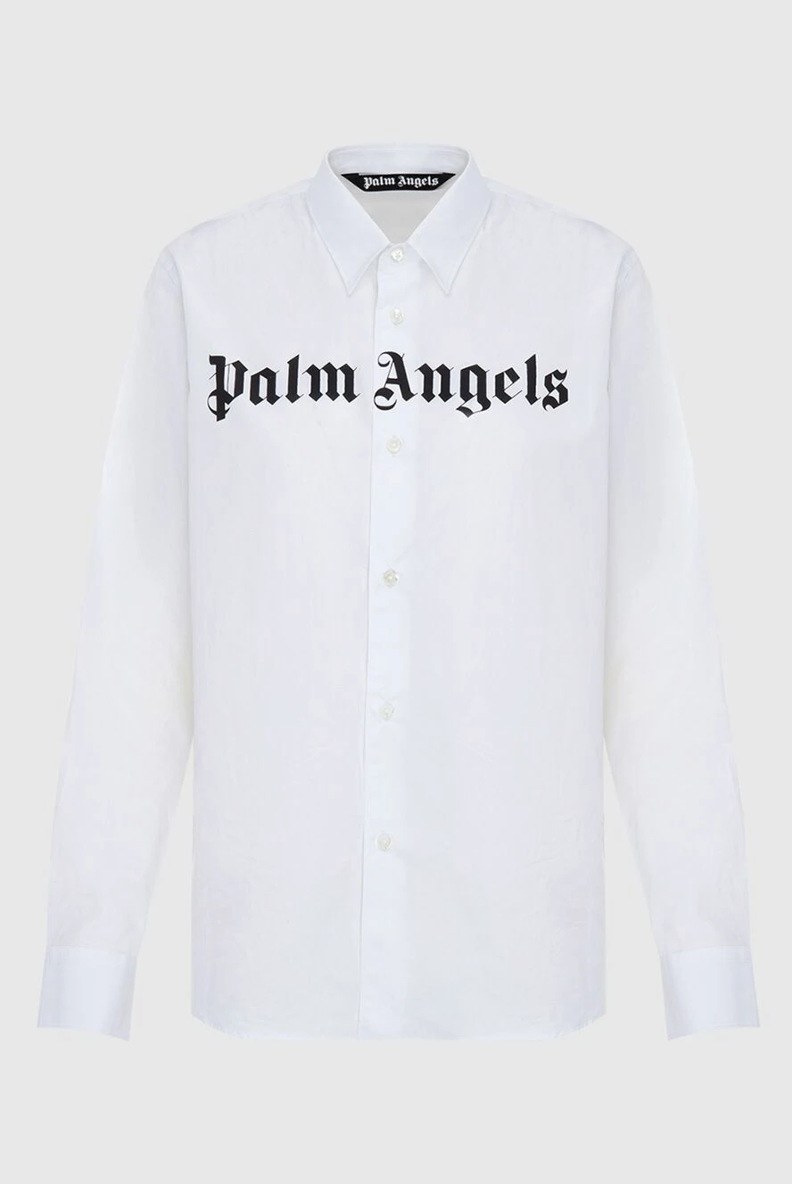 Palm Angels сорочка жіноча біла бавовняна з чорним лого на грудях 173945 - фото 1