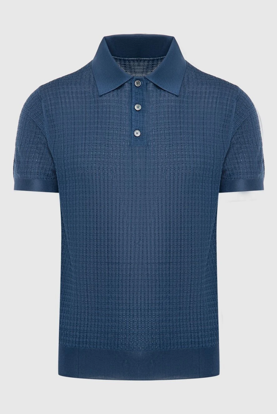 Corneliani blue silk polo shirt with a fine structured knit for men 174033 - photo 1