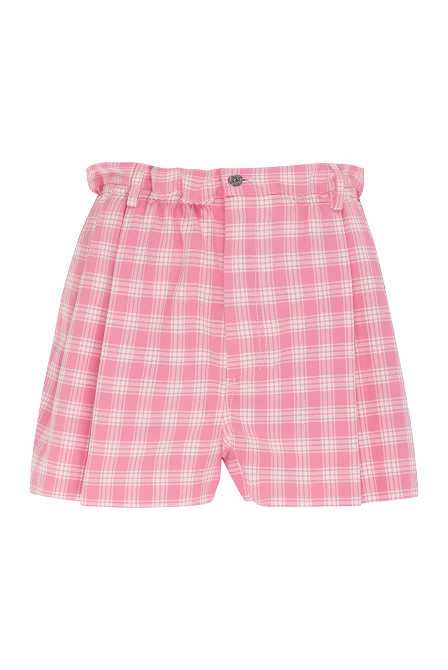 Miu Miu women's pink cotton shorts in a square pattern 174211 - photo 1