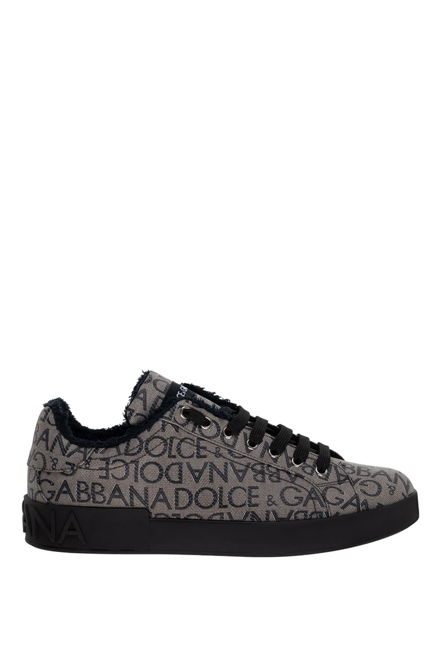 Dolce & Gabbana сникеры из хлопка и полиэстера серые мужские 174266 - фото 1