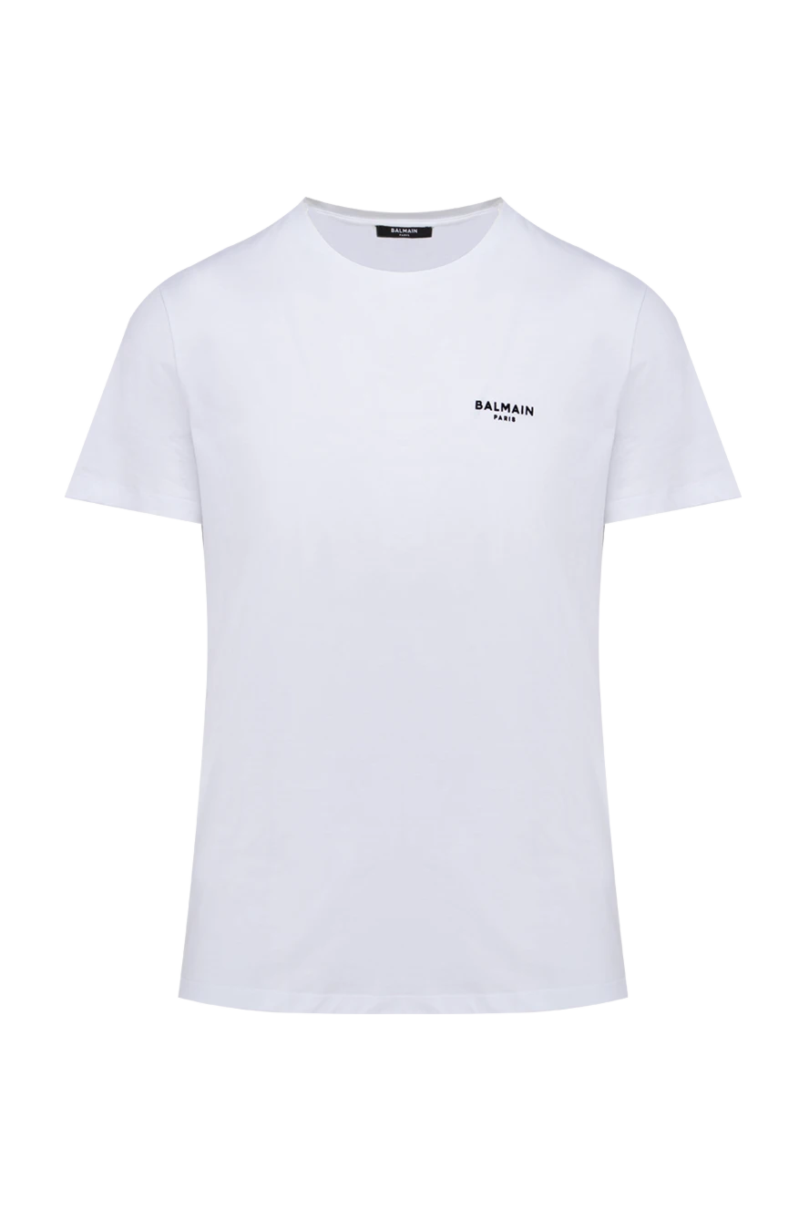 Balmain men's white cotton t-shirt with logo 174467 - photo 1