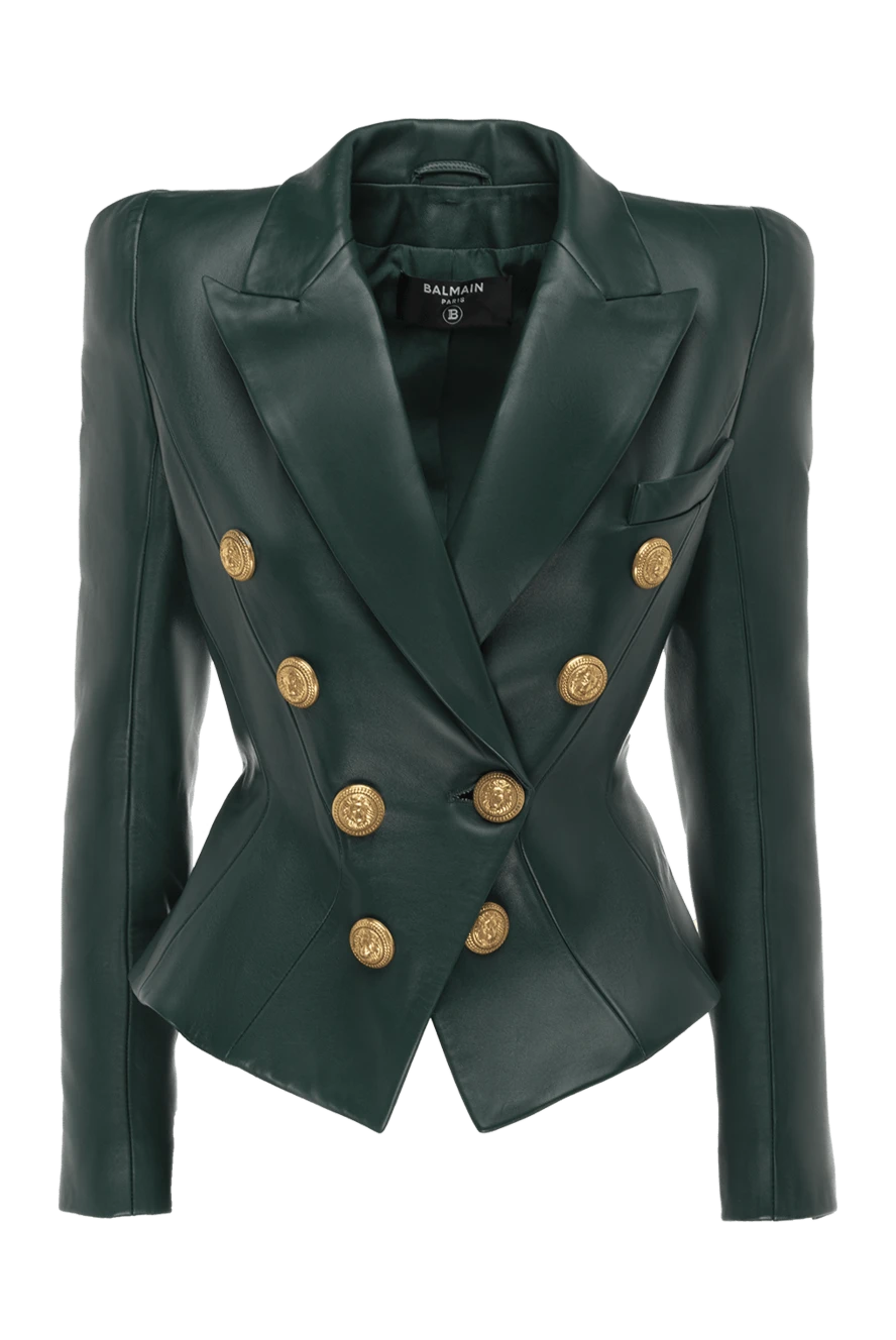 Balmain green leather jacket for women 174934 - photo 1