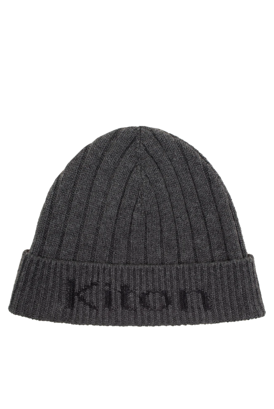 Kiton мужская серая кашемировая шапка с логотипом 175078 - фото 1