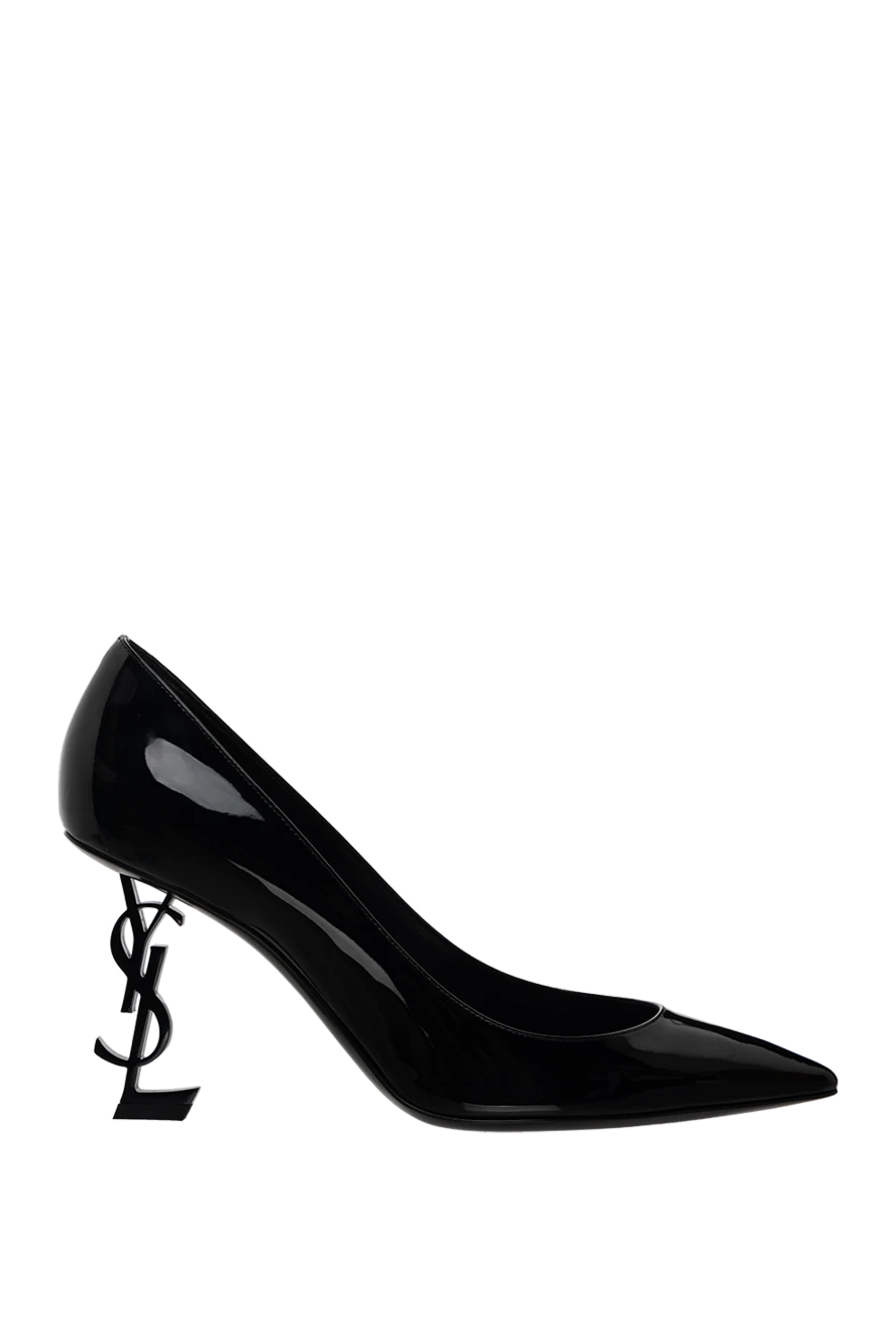 Saint Laurent туфли черные кожаные с дизайнерским каблуком opyum женские 175195 - фото 1