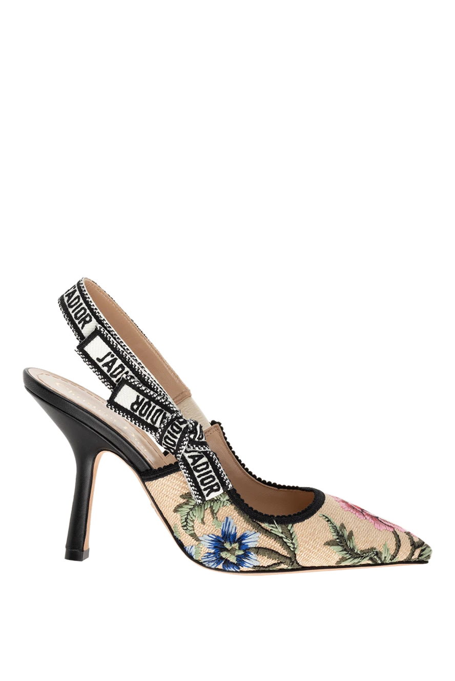 Dior туфлі з текстилю та шкіри бежеві жіночі 175275 - фото 1