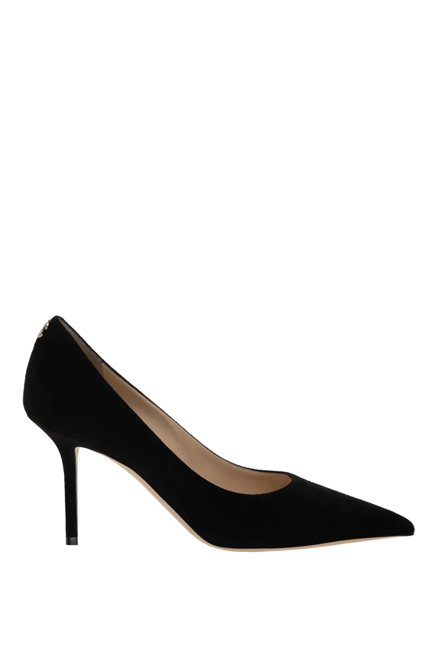 Jimmy Choo туфли-лодочки замшевые декорированные логотипом на высокой шпильке черные женские 175281 - фото 1