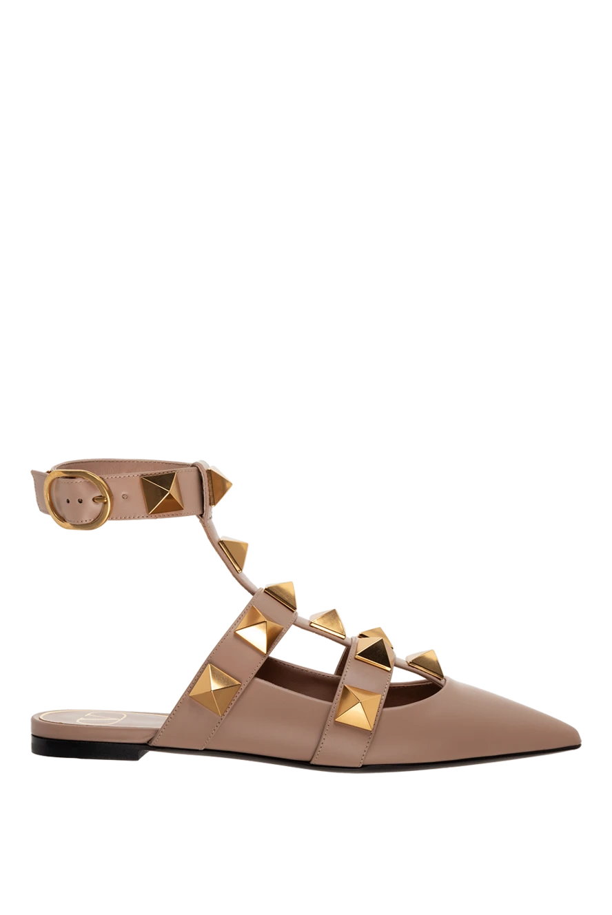 Valentino босоніжки зі шкіри бежеві жіночі 175285 - фото 1
