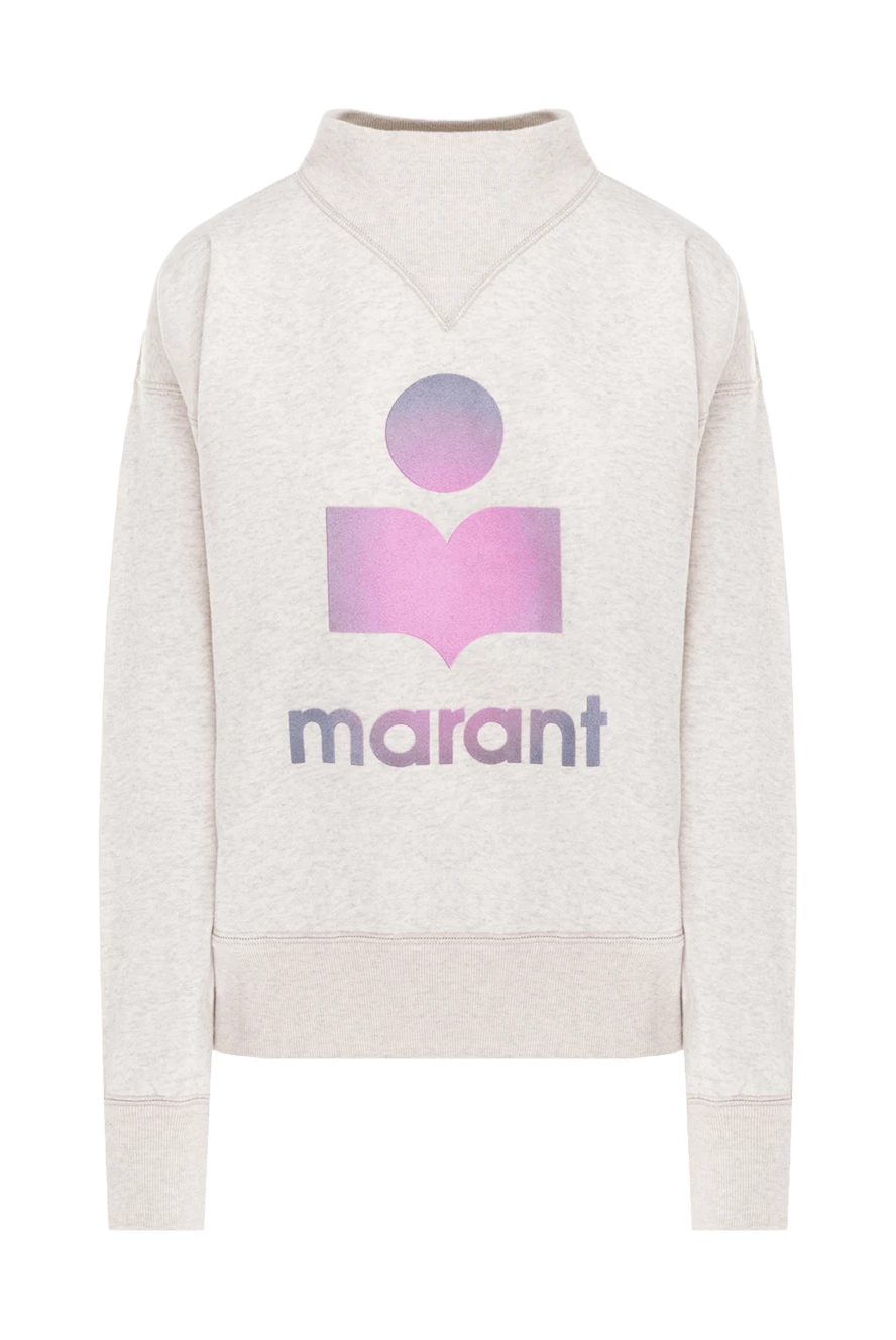 Isabel Marant світшот бежевий з коміром-стійкою і кольоровим принтом лого жіночий 175319 - фото 1