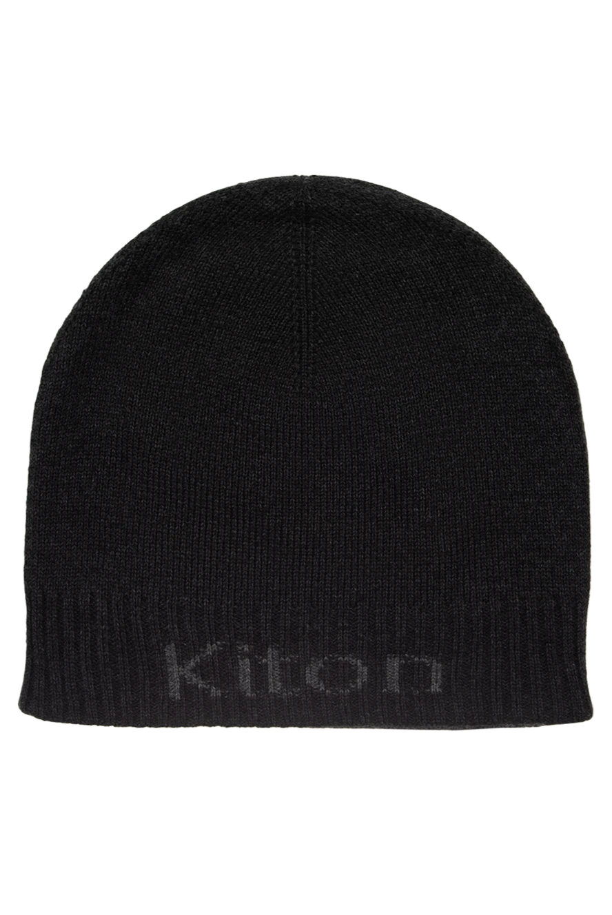 Kiton чоловіча сіра кашемірова шапка з логотипом 175586 - фото 1