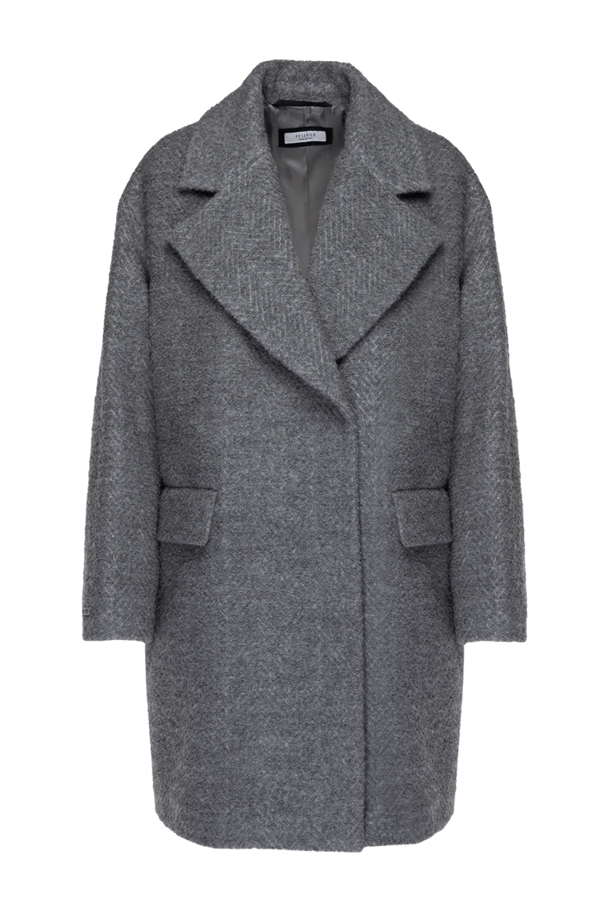 Peserico gray classic coat with concealed snap buttons women's 175991 - photo 1