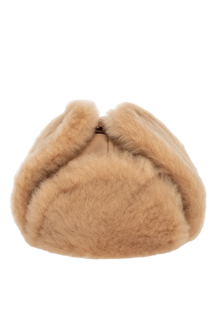 Loro Piana шапка из кожи и меха бежевая женская 176143 - фото 1