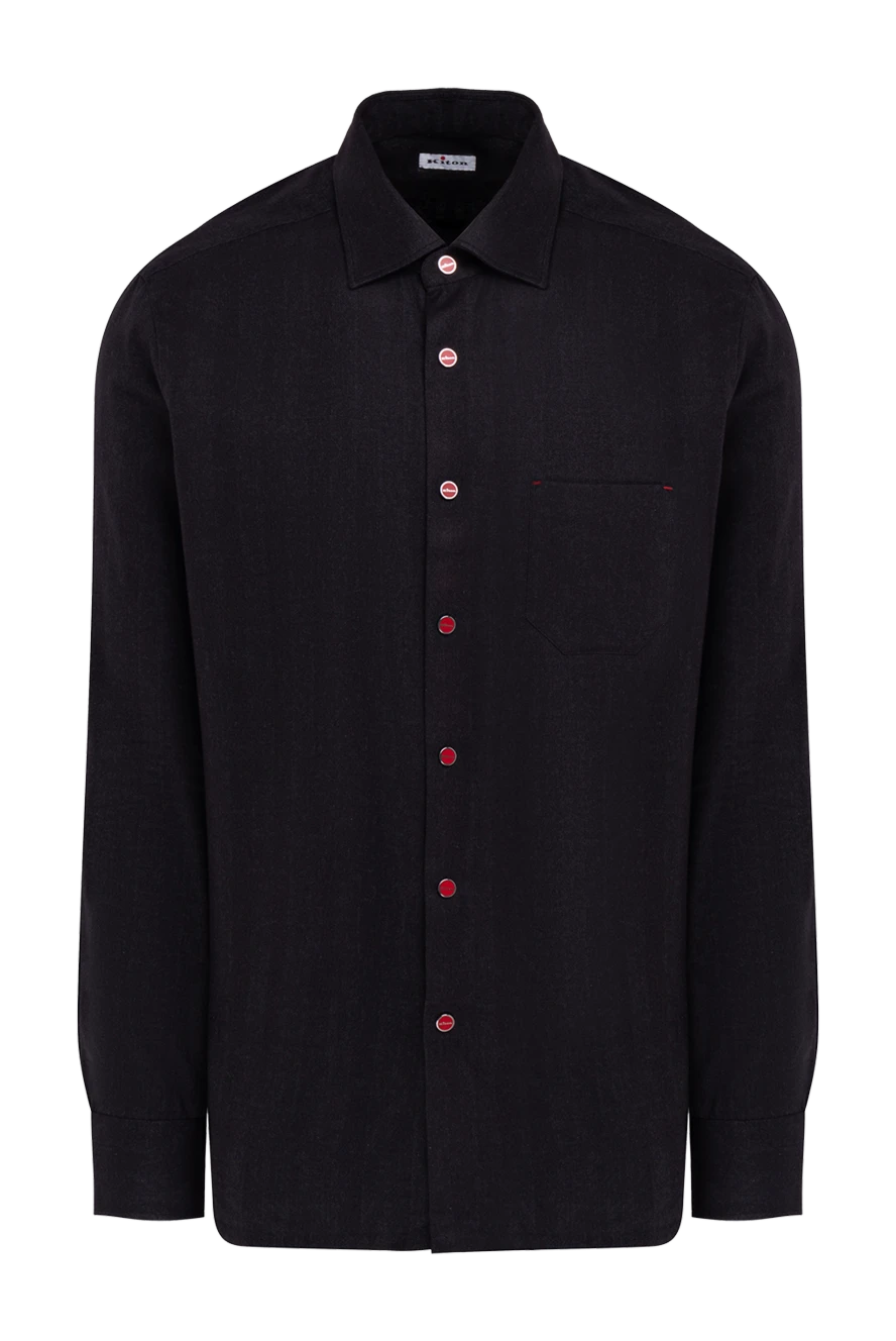 Kiton рубашка из хлопка и лиоцелла мужская серая 176301 - фото 1