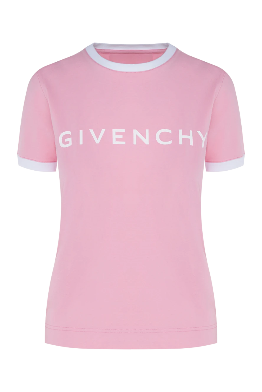Givenchy жіноча рожева футболка з бавовни та еластану з логотипом 176459 - фото 1