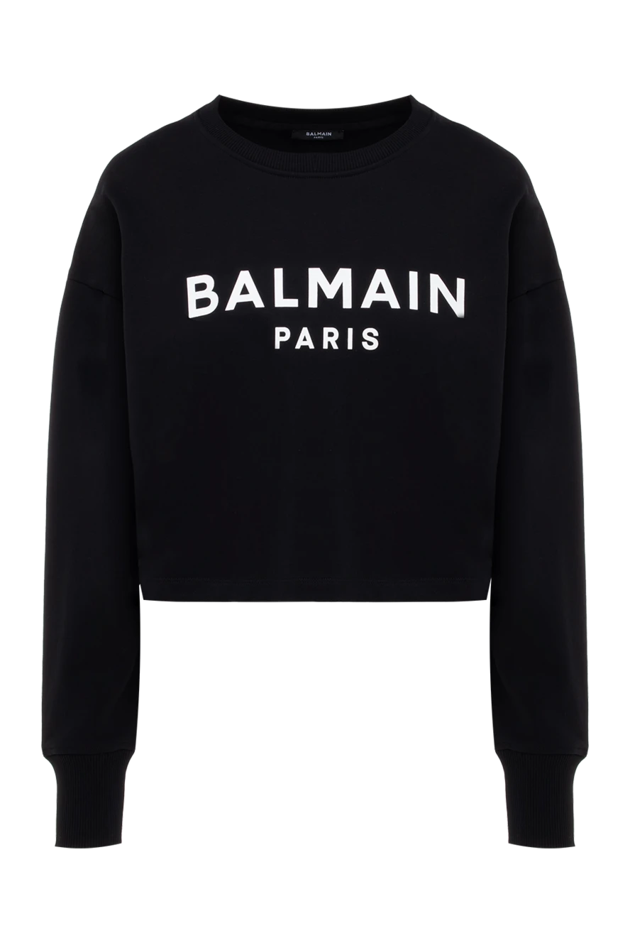 Balmain women's black cotton hoodie with logo 176473 - photo 1