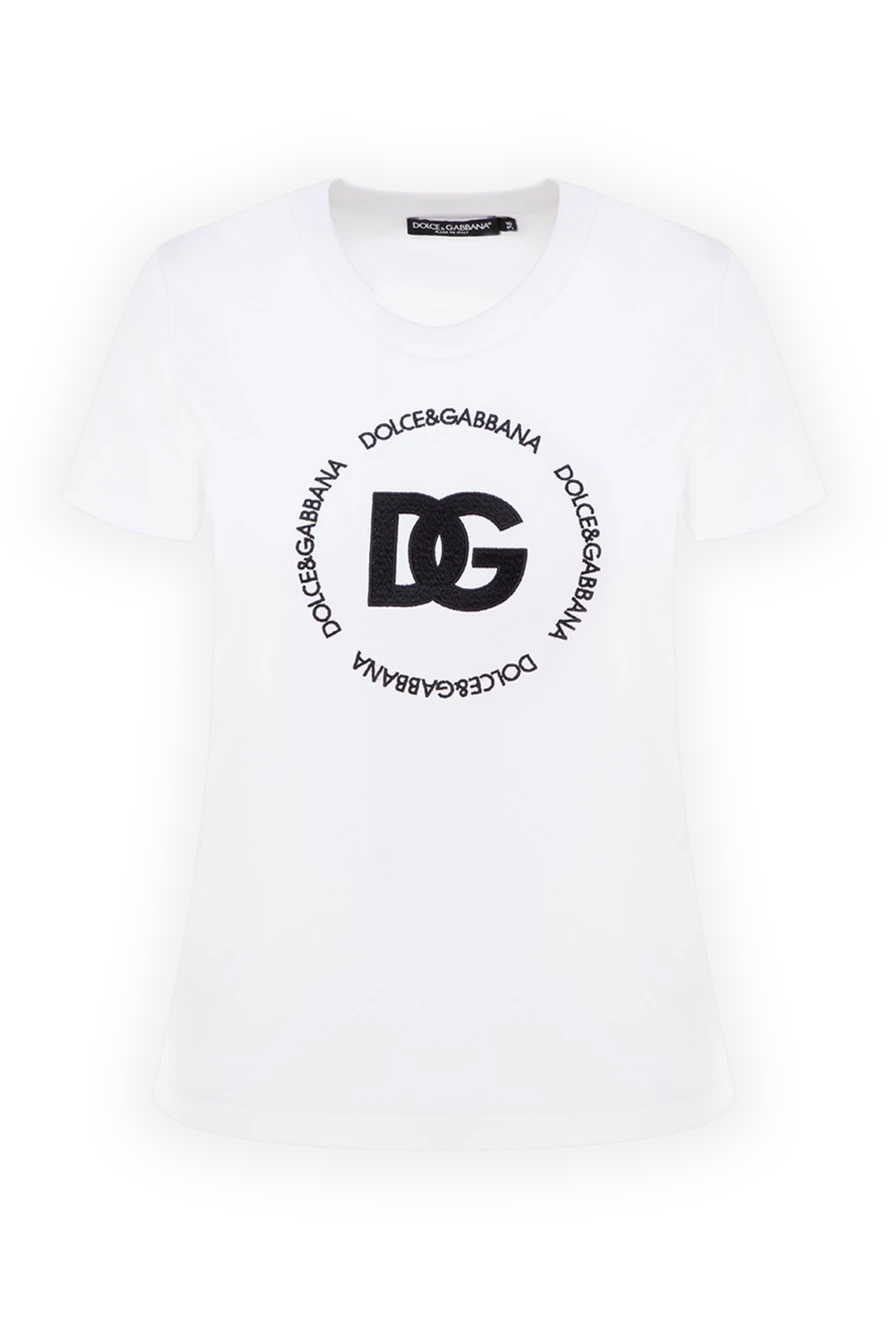 Dolce & Gabbana жіноча біла бавовняна футболка з логотипом 177225 - фото 1