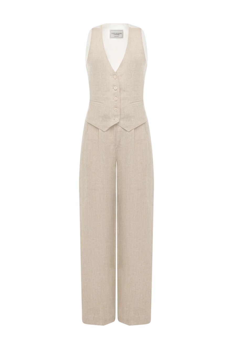 Forte dei Marmi Couture костюм зі штанами із льону жіночий бежевий 177296 - фото 1