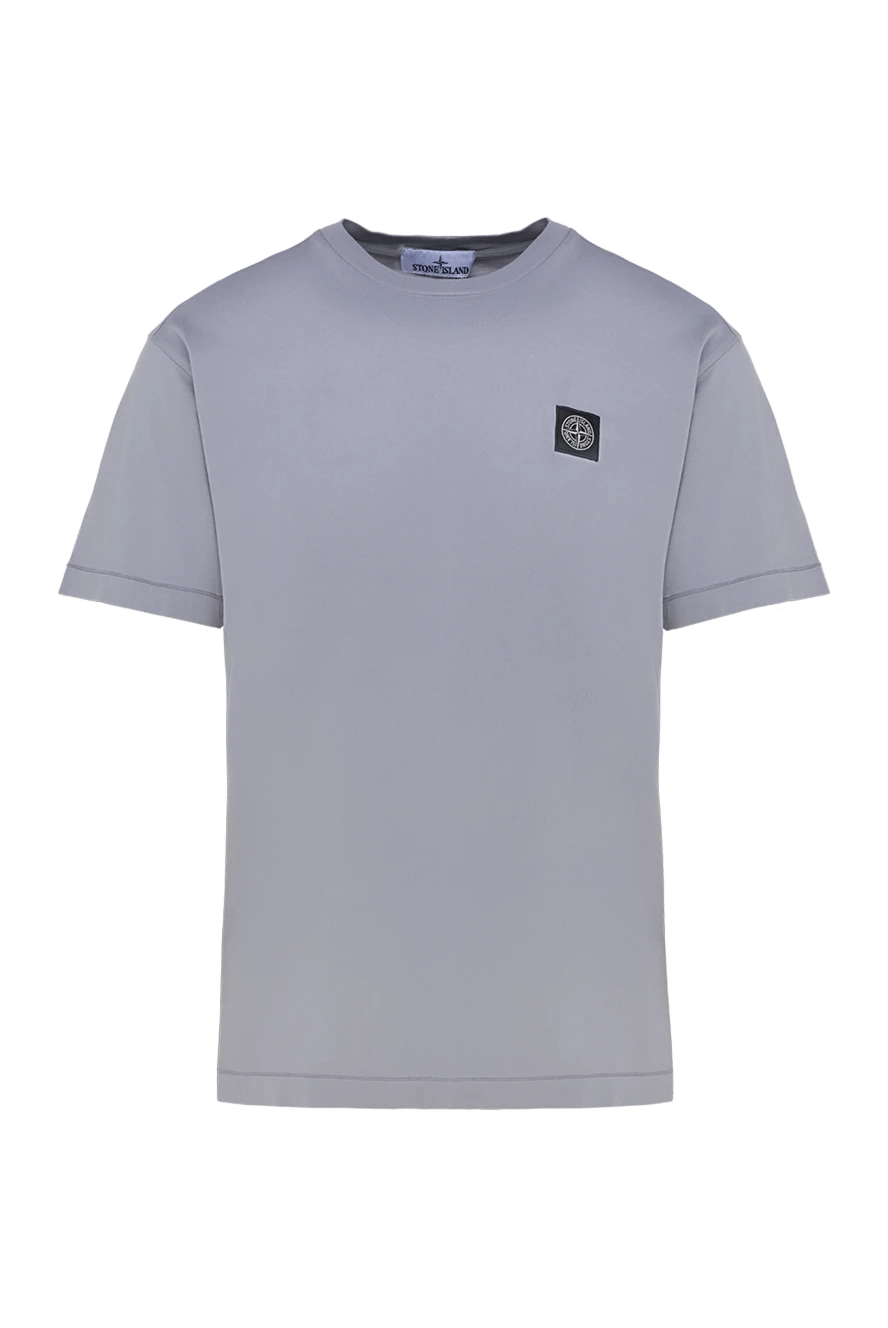 Stone Island чоловіча сіра бавовняна футболка з логотипом 177617 - фото 1