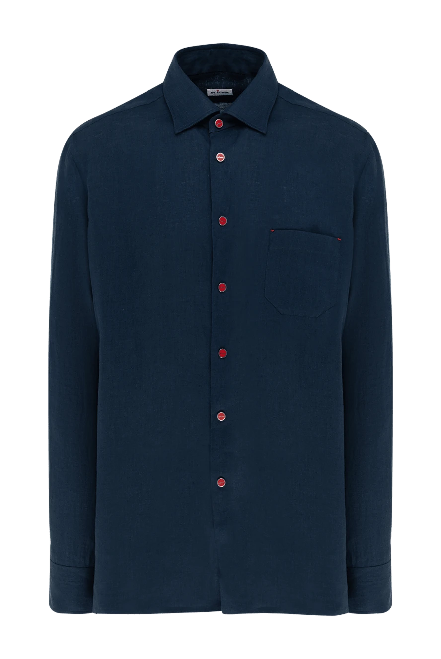 Kiton мужская синяя льняная рубашка 177718 - фото 1