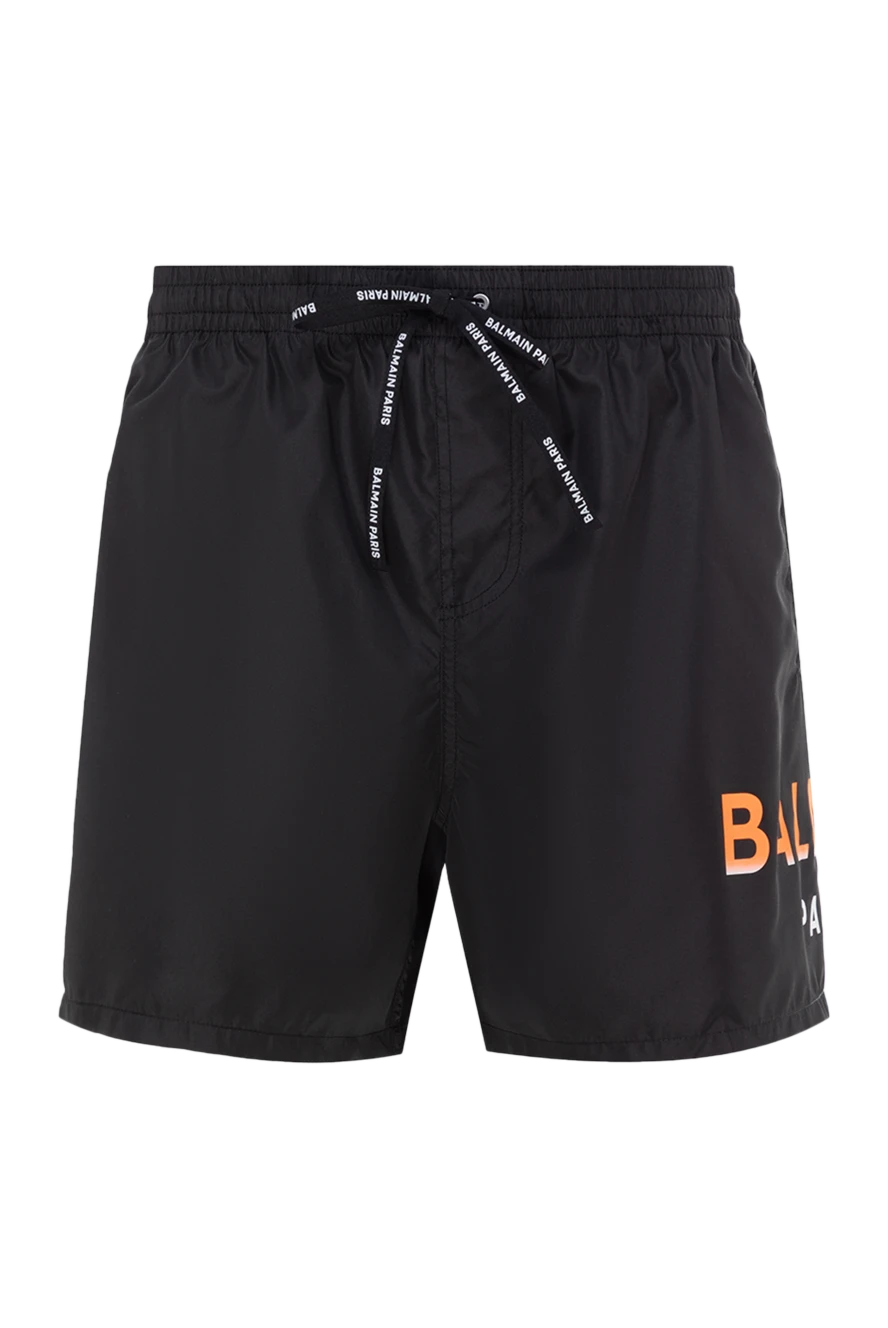 Balmain men's black polyester beach shorts with logo 177845 - photo 1