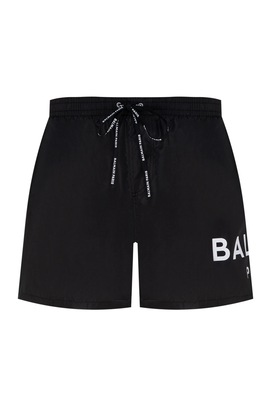 Balmain men's black polyester shorts with logo 177846 - photo 1