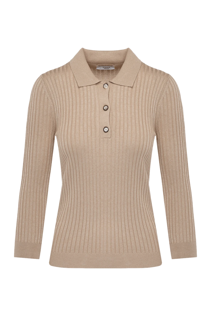 Peserico polo with long sleeves made of polyester and viscose for women beige 178173 - photo 1