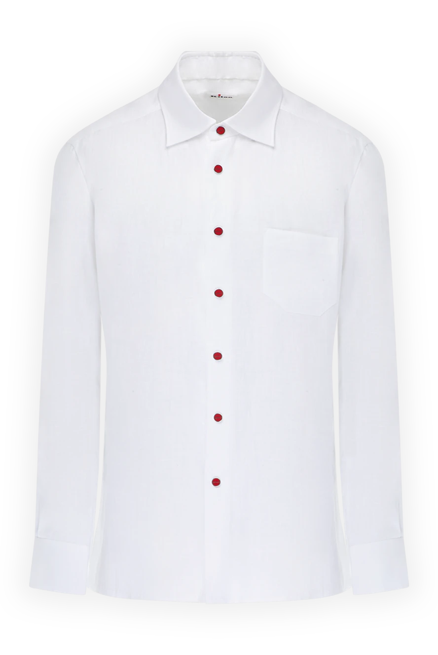 Kiton рубашка изо льна белая мужская 178413 - фото 1