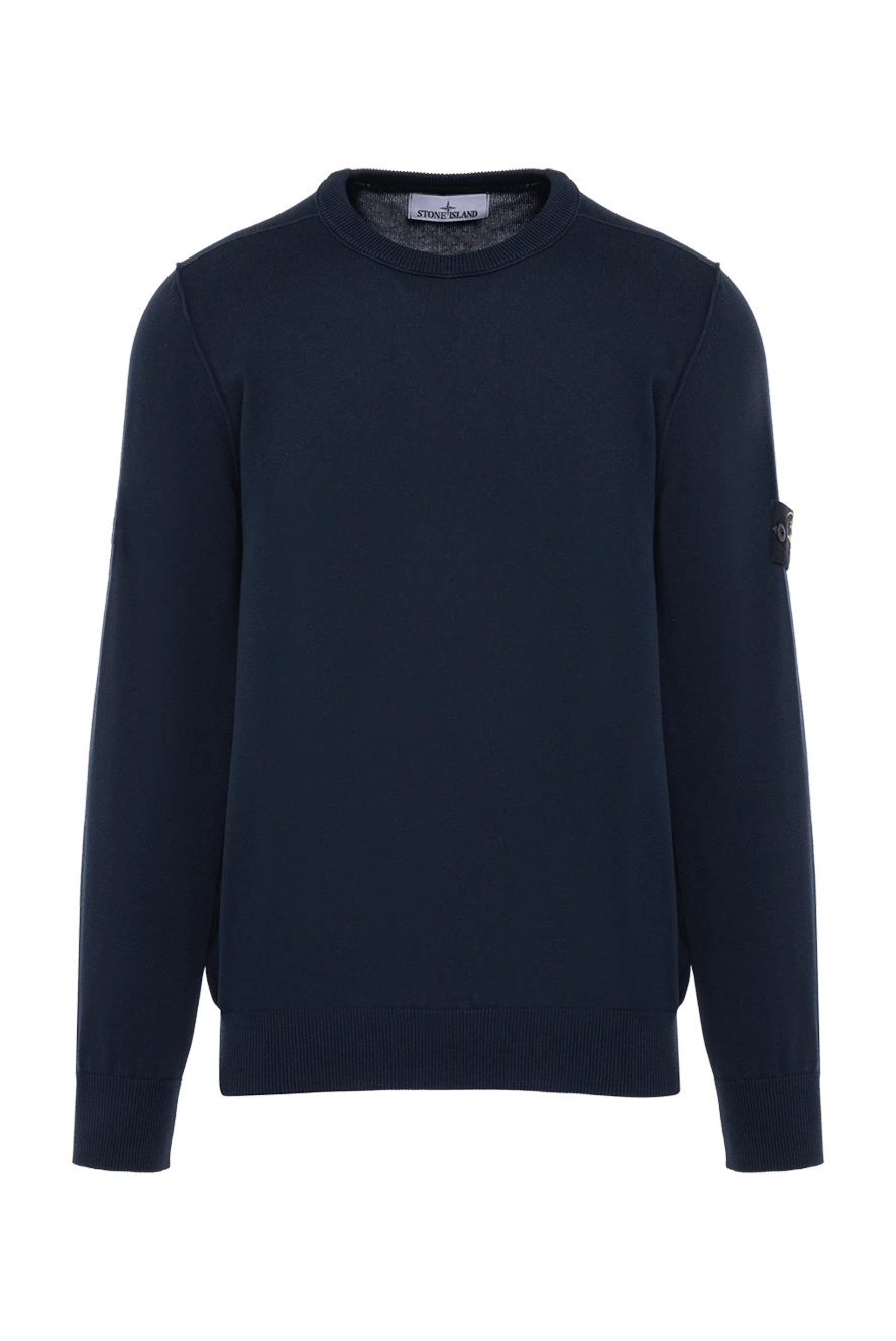 Stone Island мужской синий хлопковый джемпер с длинным рукавом с логотипом 178484 - фото 1
